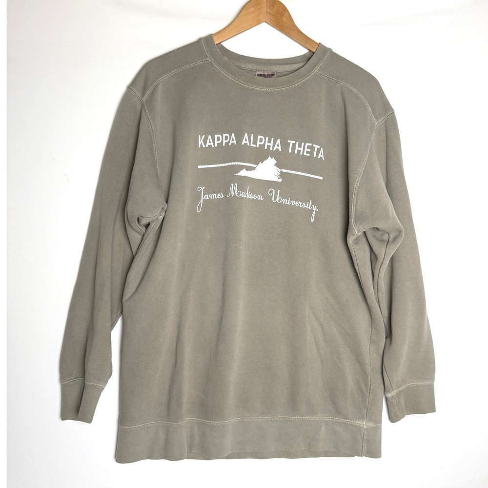 Comfort Colors JMU Kappa Alpha Theta Sweatshirt Mens XL Olive Green Pullover